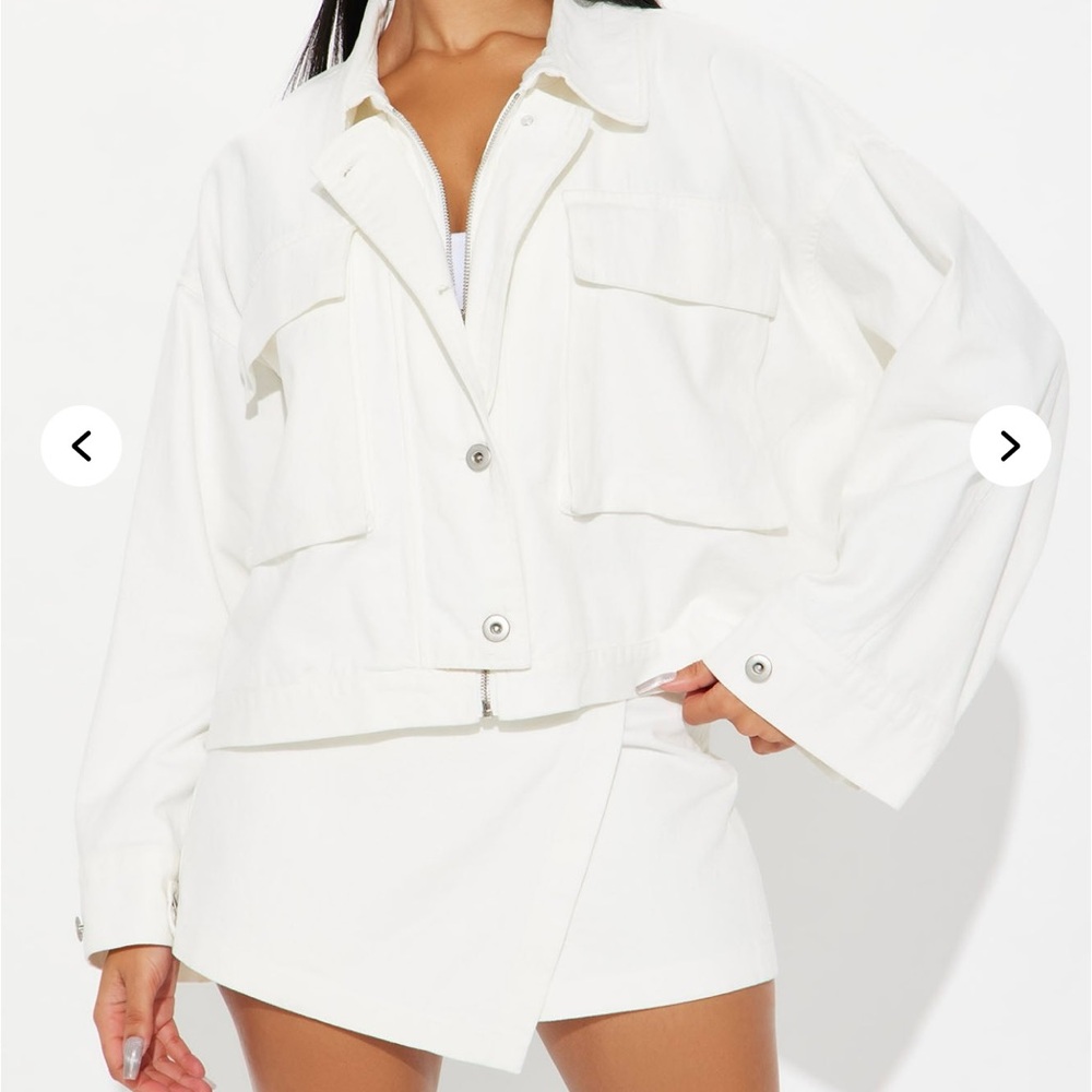 White Denim Jacket and Denim Skort Matching Set